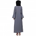 Casual A-line abaya with bell sleeves- Grey Casual A-line abaya with bell sleeves- Grey